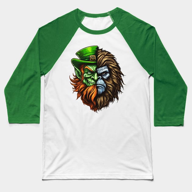 Leprechaun / Bigfoot Baseball T-Shirt by WolfeTEES